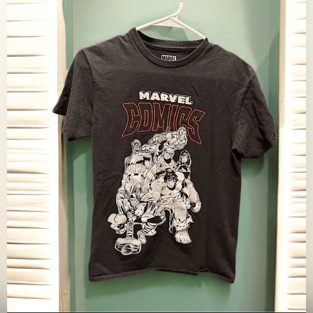 Marvel Black Cotton T-Shirt SMALL boys